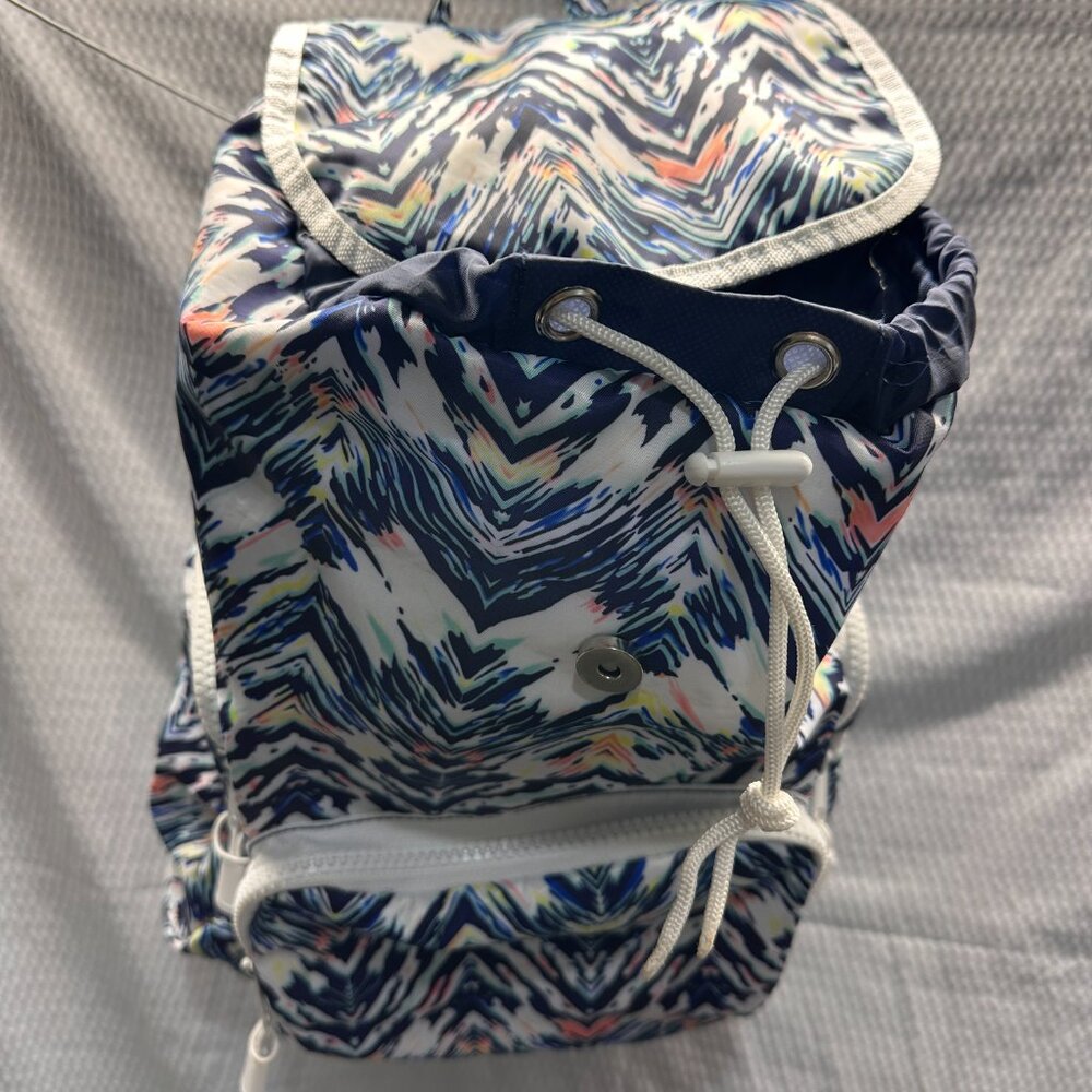 Vibrant Abstract Print Mini Backpack - Drawstring & Flap Closure - Picture 4 of 8
